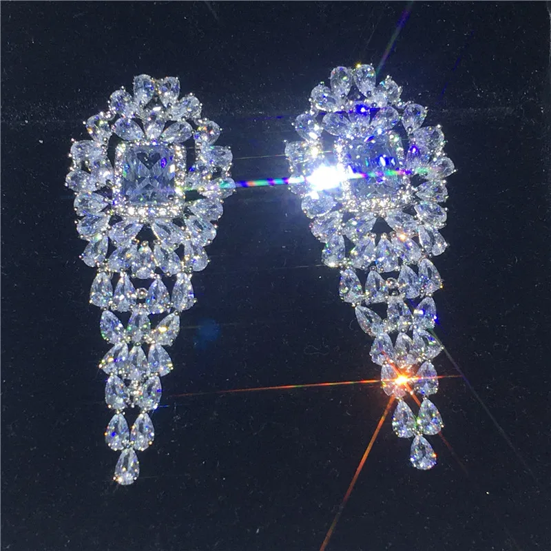 Роскошные серьги-подвески с цветочным украшением из Earrring AAAAA cz 925 серебро