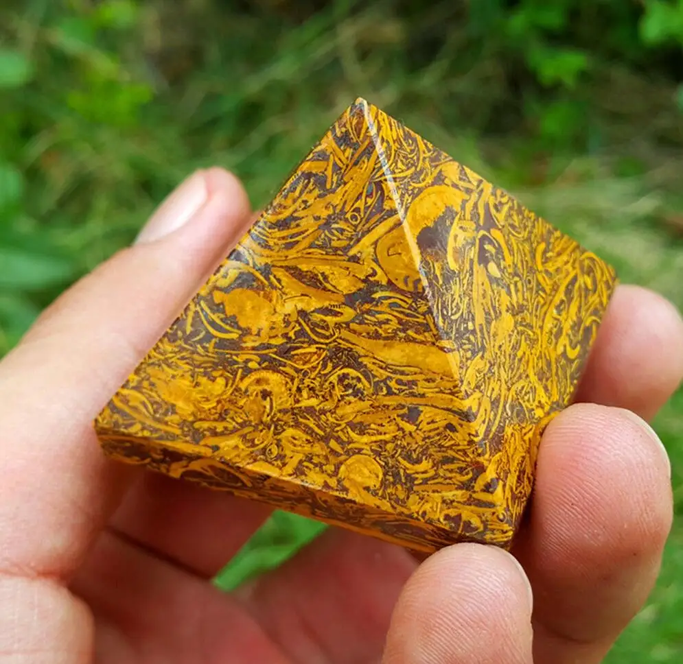 

beautiful Natural Golden jade crystal Crystal PYRAMID