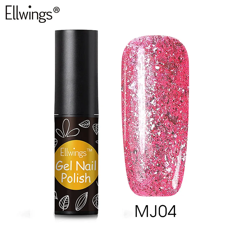 Ellwings Rose Gold Gel Nail Polish Glitter Color Varnish 8 Colors Soak Off UV Shiny Art Design Manicure Tool | Красота и здоровье