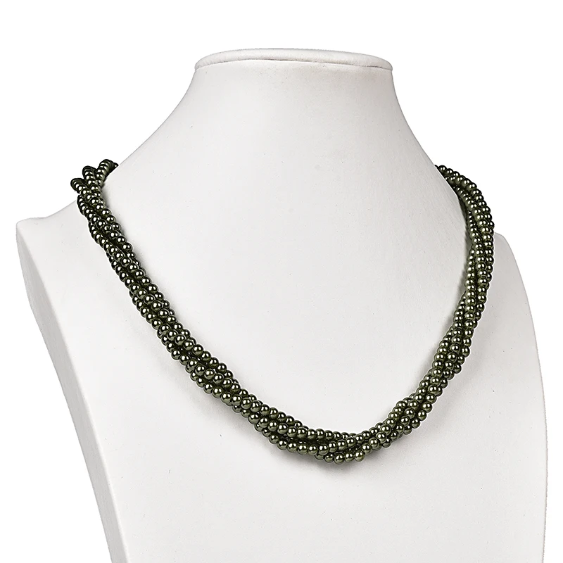 

Pale green color surround style chic Smooth beads Synthesis pearl necklace 7.5 MM bracelet and curtain earrings