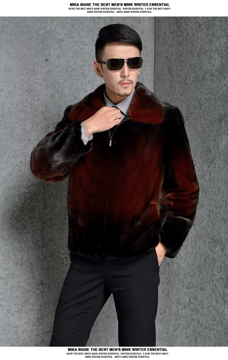 Winter Men Faux Mink Fur Hooded Artificial Fur Coats Male zipper Fur Outerwear Plus Size Fur Jacket HN217