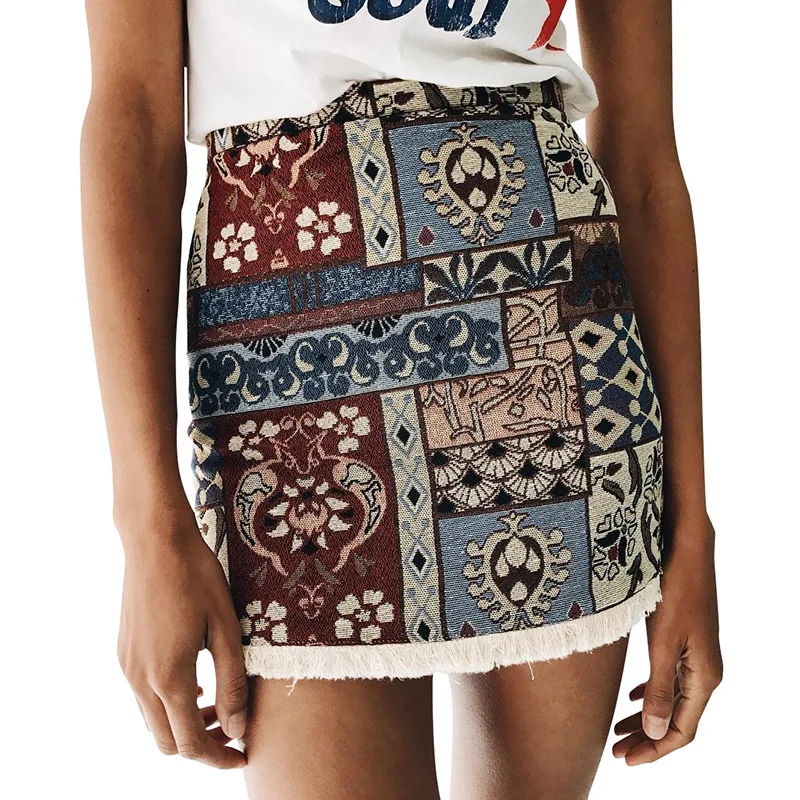 Новая мода лето 2017 Юбки для женщин Для S Boho мини-юбка Обувь девочек пляж