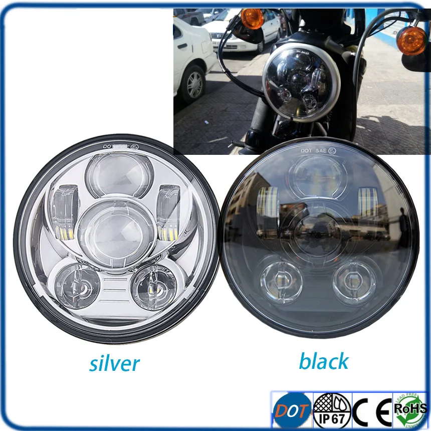 1 шт. Round led фара для harley davidson 5 75 '཮ Вт светодиодный проектор налобный фонарь с
