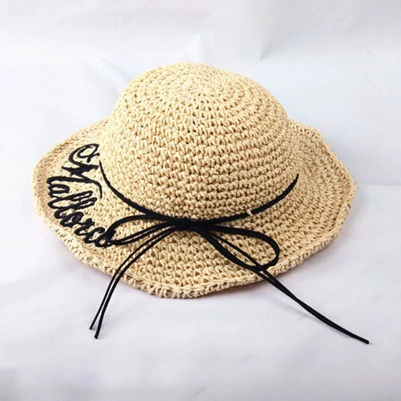 New Summer Sunscreen child Girl Ladies Women Foldable Striped Bow Cap Big along hat Sun beach lm37 | Детская одежда и обувь