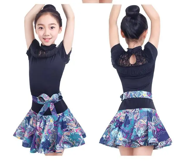 kids latin dress Rumba cha salsa tango vestido latino Latin dance competition leopard print MW M0027 | Тематическая одежда и