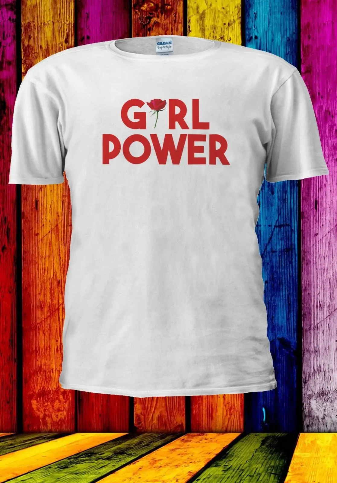 Girl Power Rose Feminist Slogan Girls Red Men Women Unisex T-shirt 936 | Мужская одежда
