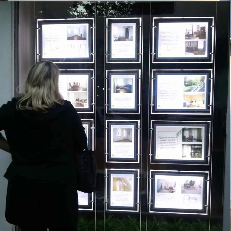 Идеальный светодиодный окно для недвижимости постер с рамкой акриловый лайтбокс