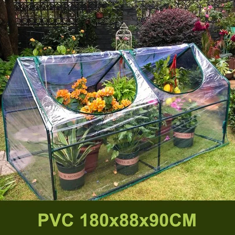 PVC 180x88x90CM Съемный Стальной каркас открытый сад теплица молния растения крышка ПВХ/PE пластик зеленый дом бытовой завод теплица крышка - Цвет: PVC 180x88x90CM