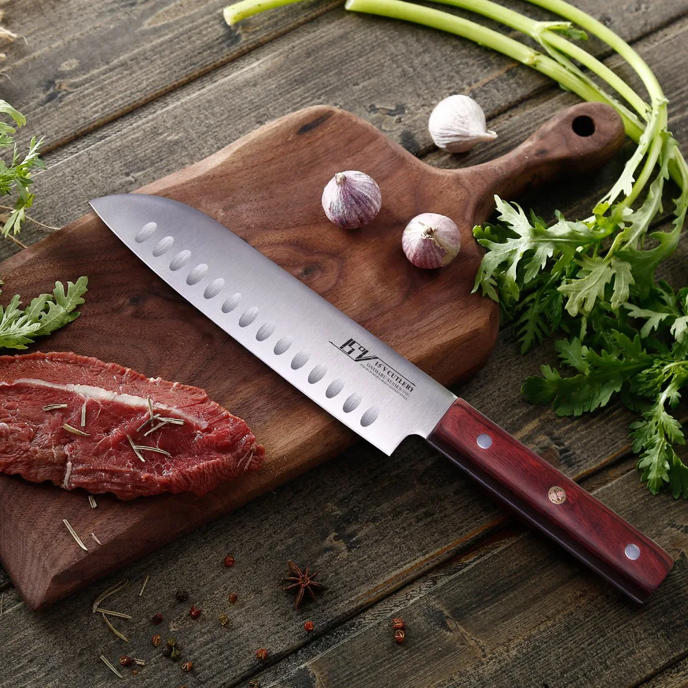 15V нож Santoku высокоуглеродный немецкий кухонный из нержавеющей стали 1 4116