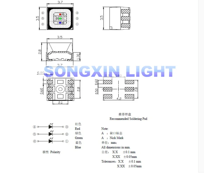 50 шт. smd 3535 светодиодный rgb PLCC6 3 в 1 SMD СВЕТОДИОДНЫЙ полноцветный RGB CHIP наружный