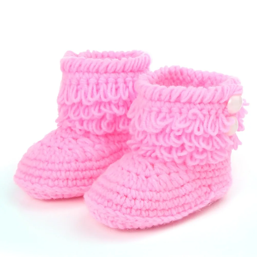Puseky кроше вязаный флисовый Детская шерстяная обувь детские теплые ботинки