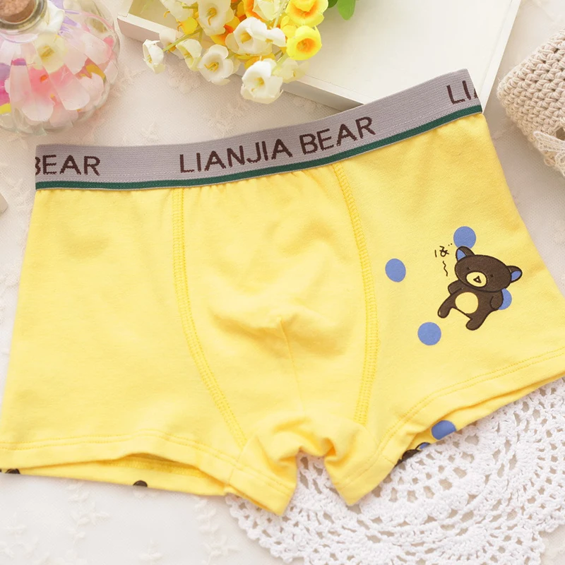 2 шт./упак. хлопковые трусы для мальчиков короткие трусики с милым медведем