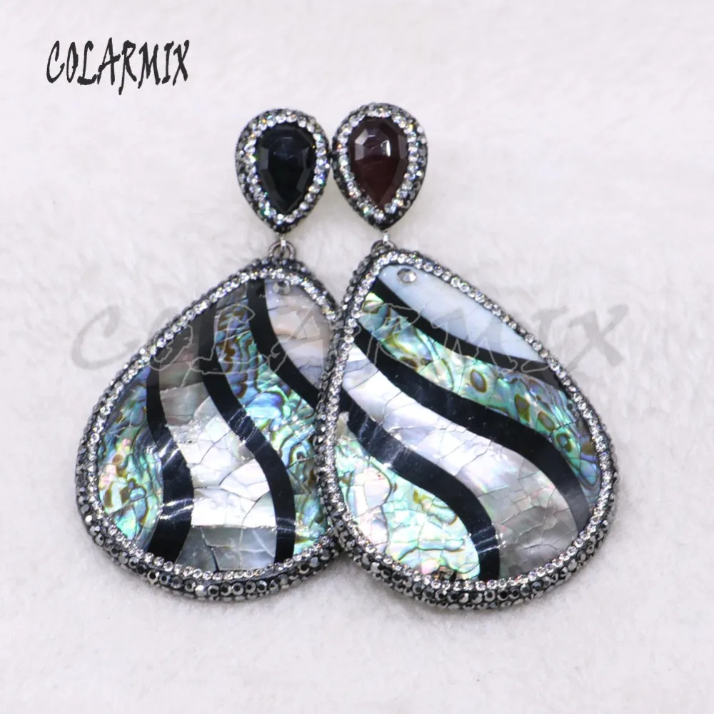 Natural shell stone drop shape earrings abalone fashion jewelry Big gift for lady3880 | Украшения и аксессуары