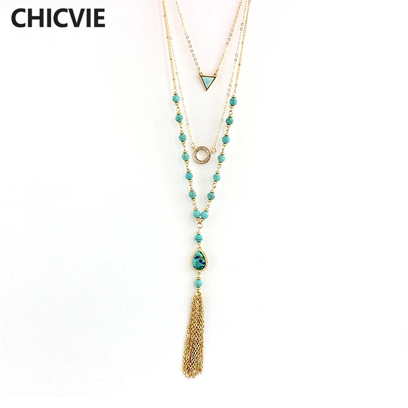 Женское винтажное ожерелье CHICVIE золотистое с подвеской ювелирное изделие