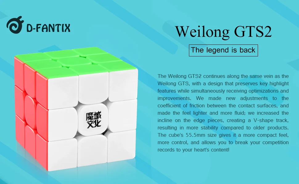 D-FantiX Moyu Yuhu Weilong GTS V2 Скорость куб 3x3 Stickerless Moyu Yuhu Weilong GTS2 3x3x3, волшебный куб, игрушка-головоломка