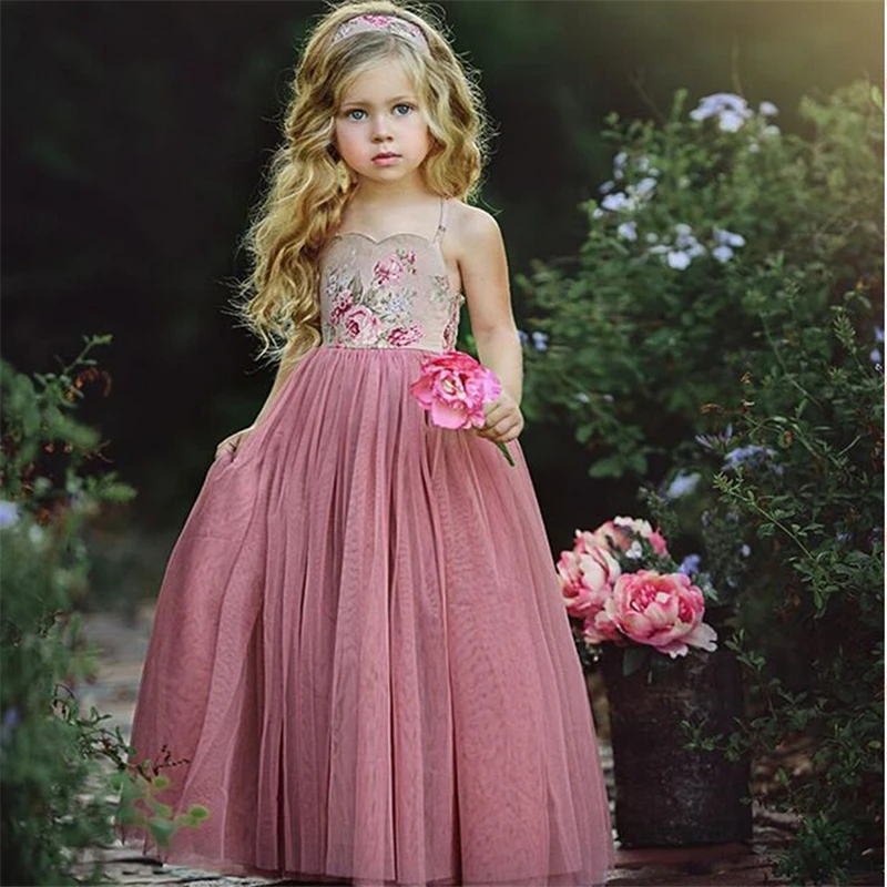 Детское платье pudcoco детское летнее Сетчатое с оборками на рукавах вечернее