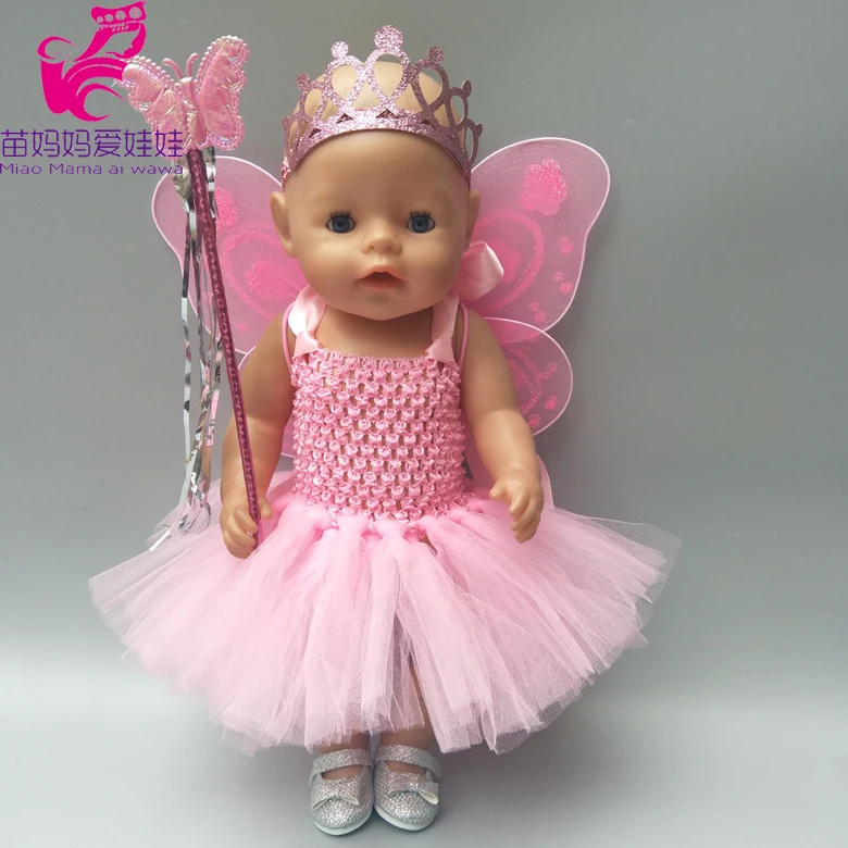 

doll clothes set for 43cm Baby doll butterfly wing dress set for 18" doll dress crown Magic wand doll accessories