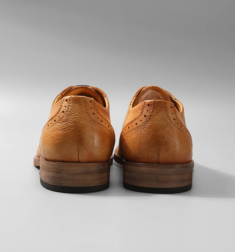 New arrival hot selling british style brogue shoes classic yellow brown color pointed lace up oxfords handmade carved | Обувь