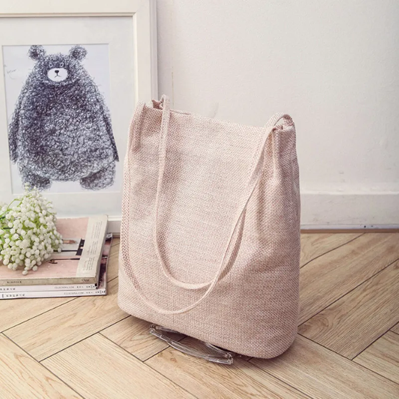 Женская Холщовая Сумка тоут складной саквояж для покупок женская сумка на плечо