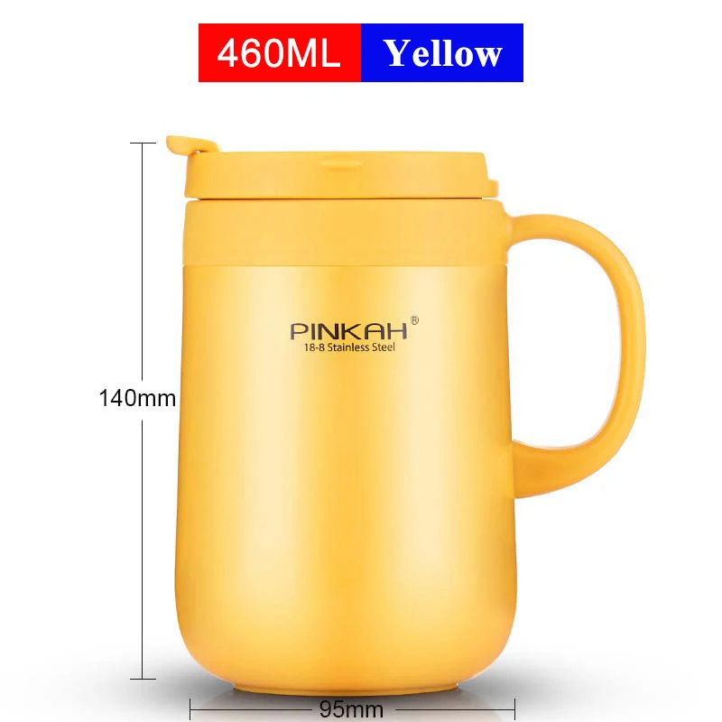 Pinkah 400 мл 304 Термосы Из Нержавеющей Стали Офисные чашки с ручкой с крышкой изолированные Чайные Кружки Термос чашки офисные термосы