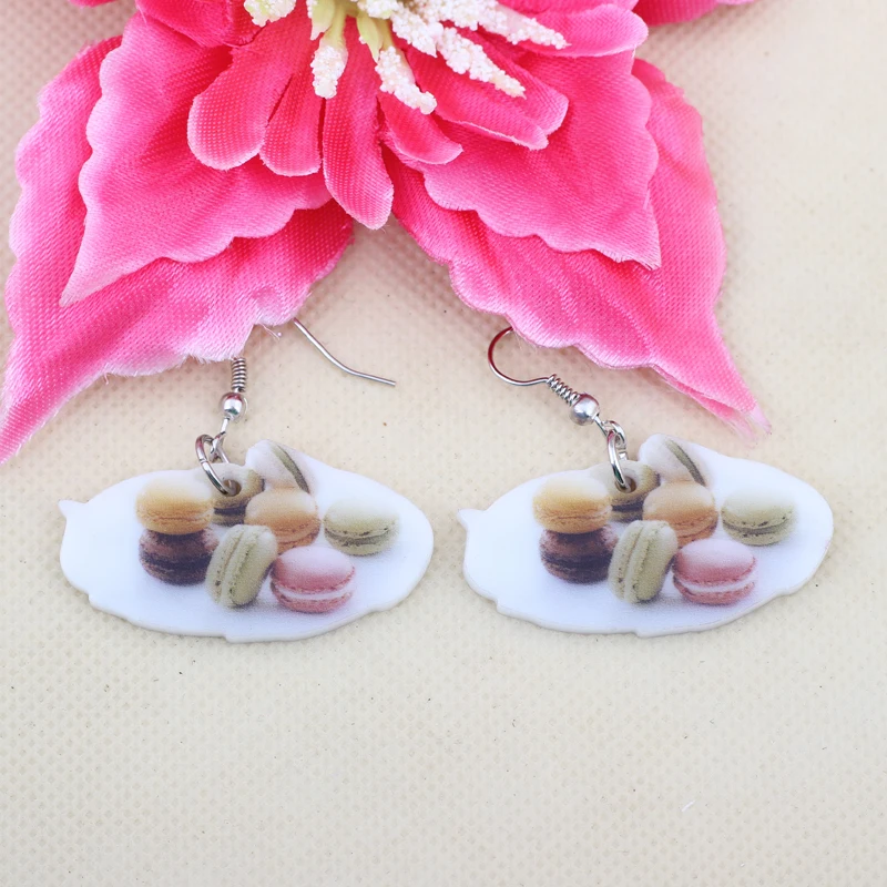 Bonsny печенье серьги красочные продукты питания Новинка 2014 Милый принт акриловый