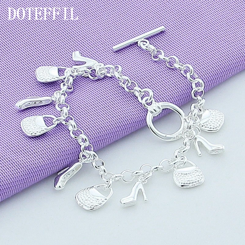 Браслеты DOTEFFIL из стерлингового серебра 925 пробы с подвеской в виде Сумки на