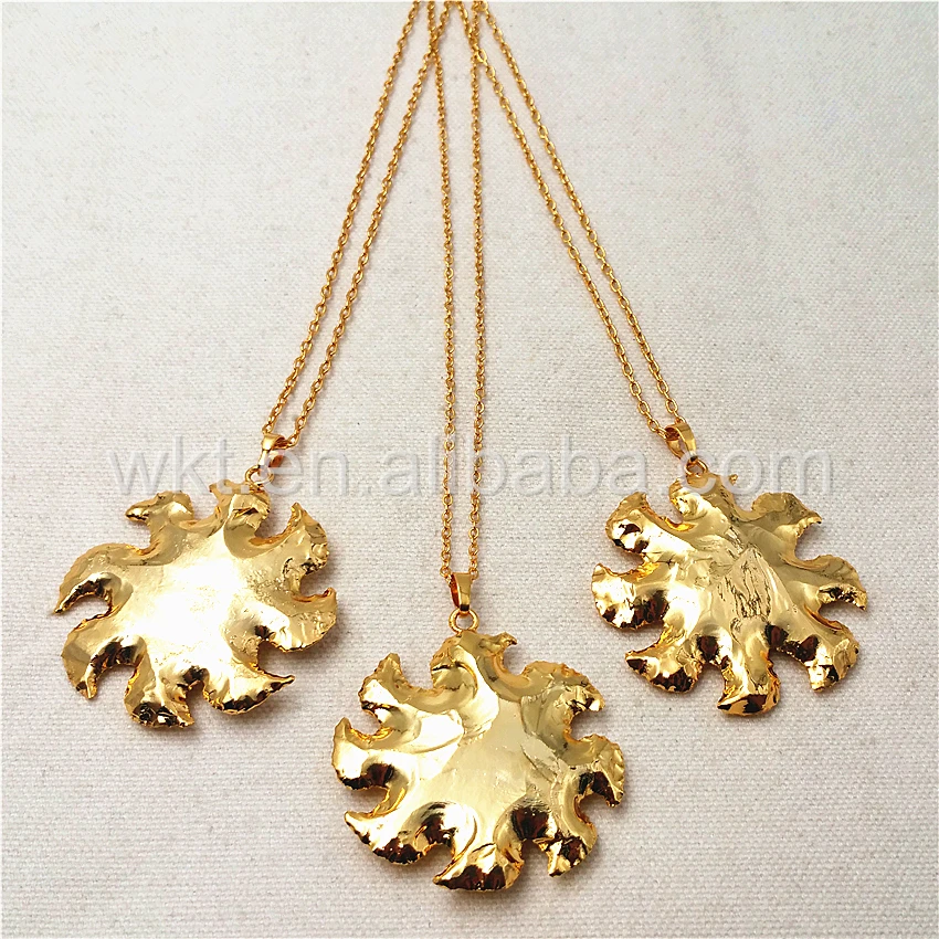 Эксклюзивное ожерелье подвеска из цельнозолотого камня 35 мм натурального под