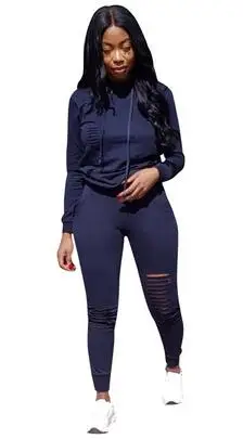 Женский спортивный костюм из двух предметов толстовка с длинным рукавом + рваные