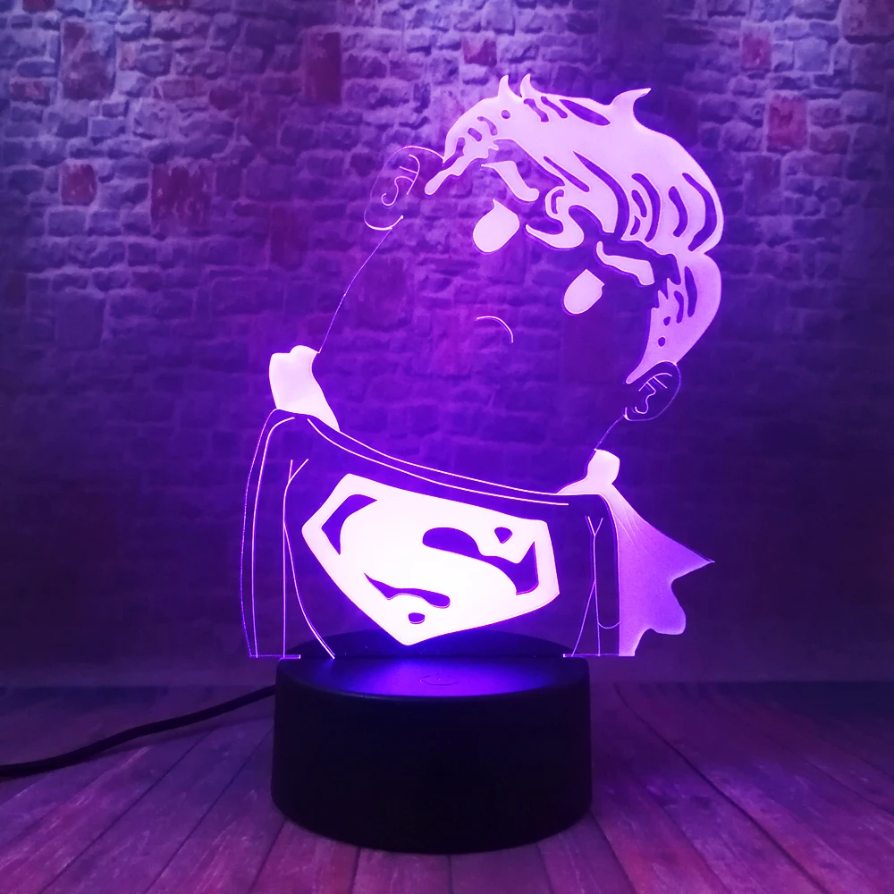 DC Супермен легенды крутой герой мультфильм милый Q Ночник LED 7 красочных изменений