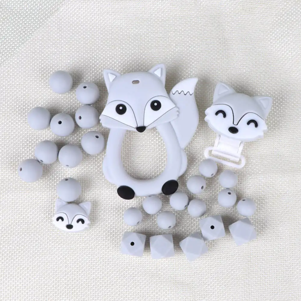 Light grey TYRY. HU Fox, детский прорезыватель, сделай сам, Bebe, бижутерия, кольцо, еда, силиконовые прорезыватели, игрушки для кормления, соски, клипсы, прорезыватели - Цвет: Light grey