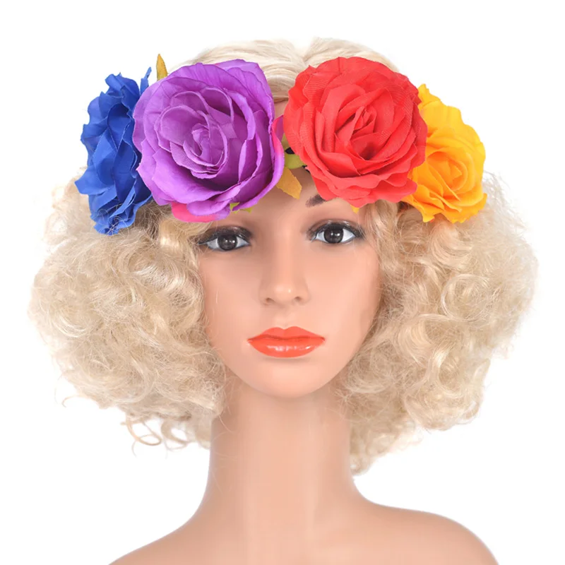 Большая роза эластичный Цветочный венок ободок свадебный цветок Корона Сладкий