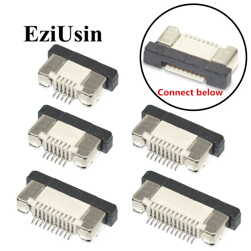 Разъем FPC FFC 0,5 мм 1,0 мм плоский кабель Разъемы PCB SMT ZIF 4 5 6 7 8 10 12 16, 18, 20, 26 28 30 32 36 40 50 54 60p