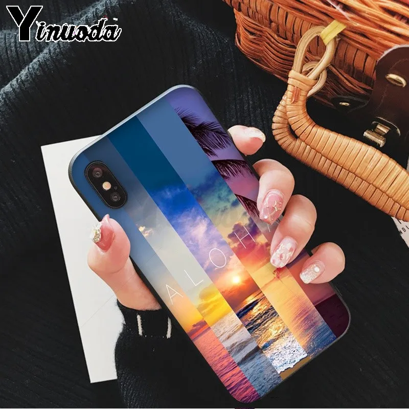 Yinuoda Aloha Летний Полосатый Мягкий резиновый черный чехол для телефона Apple iPhone 8 7 6 6S