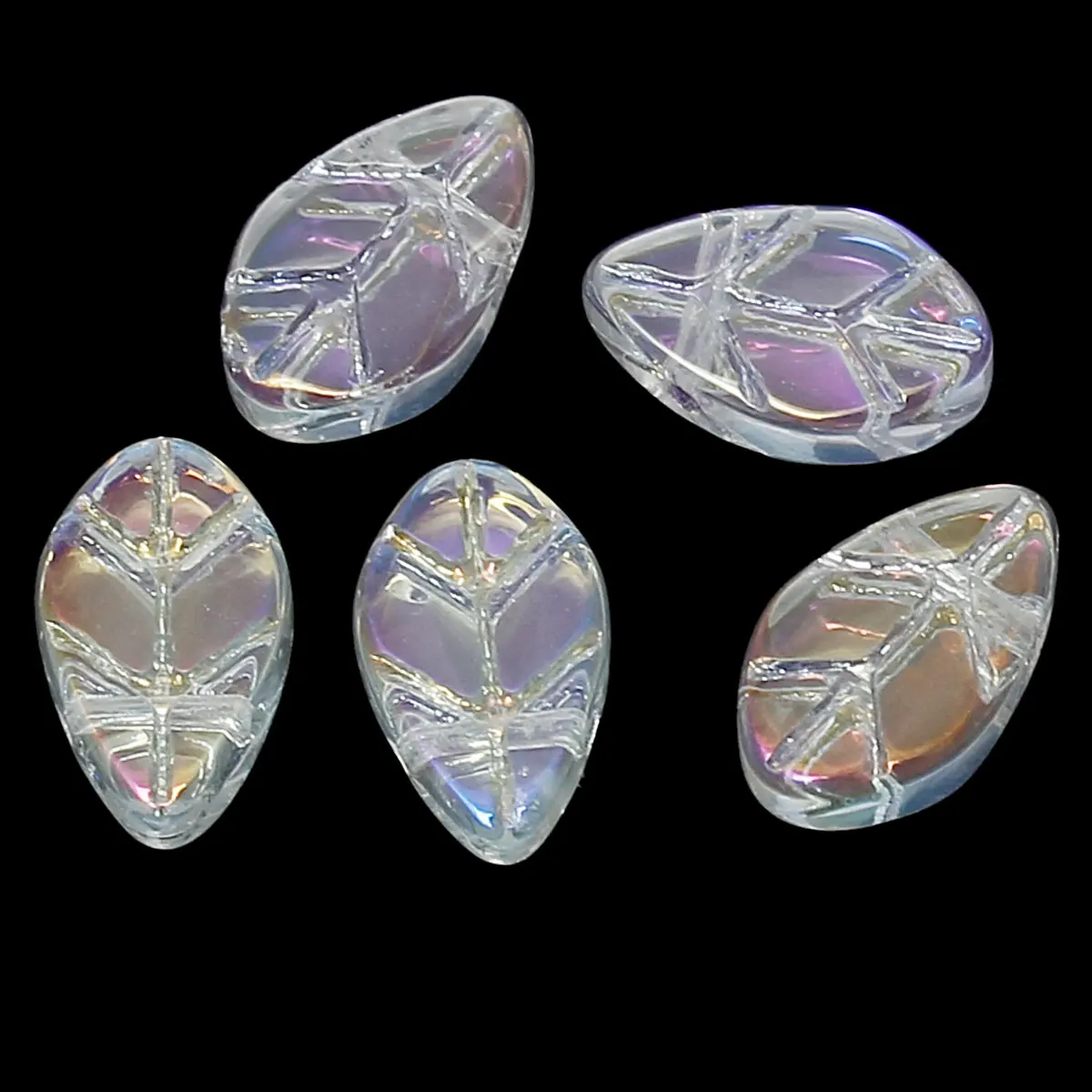 DoreenBeads стеклянные свободные бусины лист прозрачный цвет AB около 11 мм (3/8 &quot) x 6