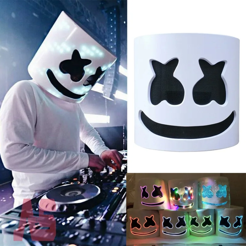 DJ светодиодный светящийся шлем маска косплей реквизит DJ Хэллоуин вечерние латексные маски светодиодный вечерние светящиеся маски