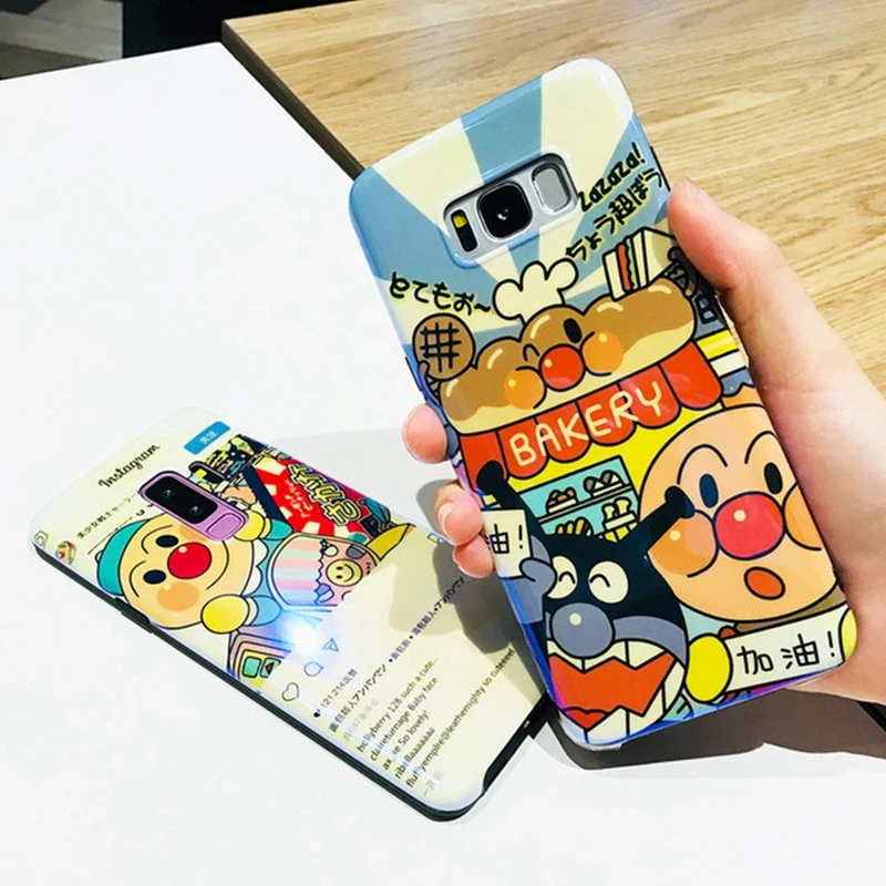 Милый мультфильм Anpanman blue ray Телефон чехол для samsung Galaxy S9 S8 плюс Примечание 8 S7 край