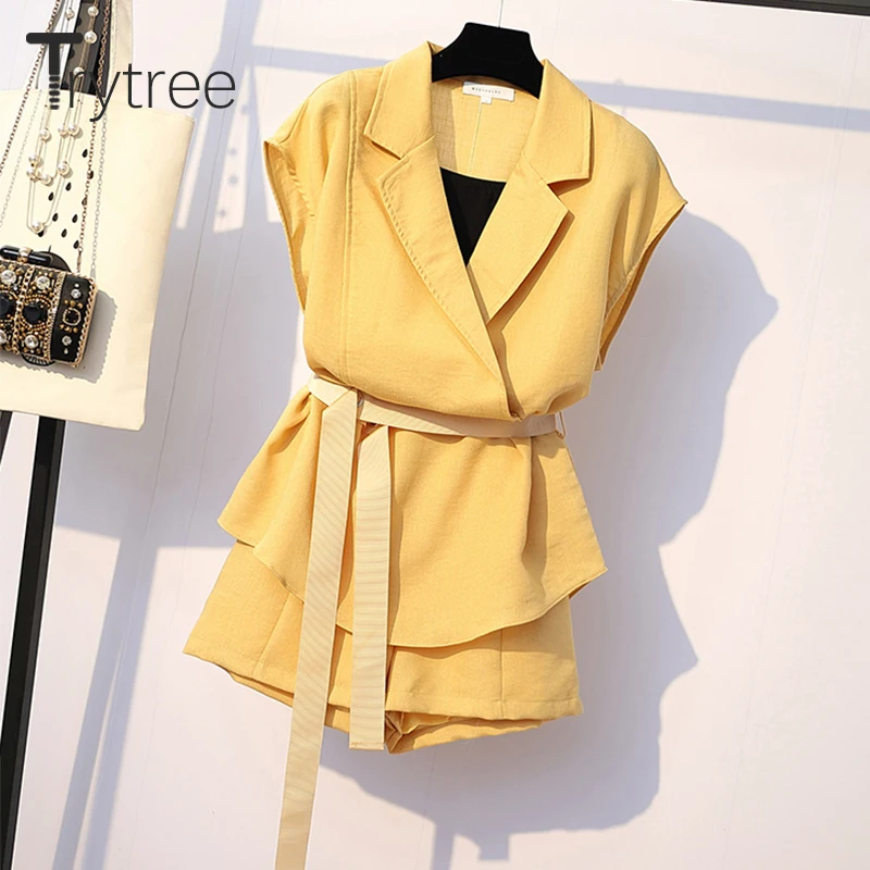 Trytree летний женский комплект из двух предметов Повседневный Топ с отложным