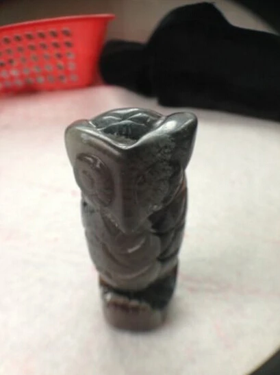 

Natural purple fluorite owl quartz crystal carving Night owl