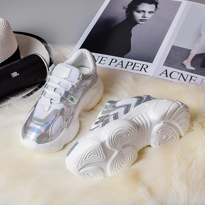 Glitter Shoes Women Platform Sneakers Patchwork zapatos de mujer Spring New Sequin chaussures femme Ladies footware Reflective | Обувь