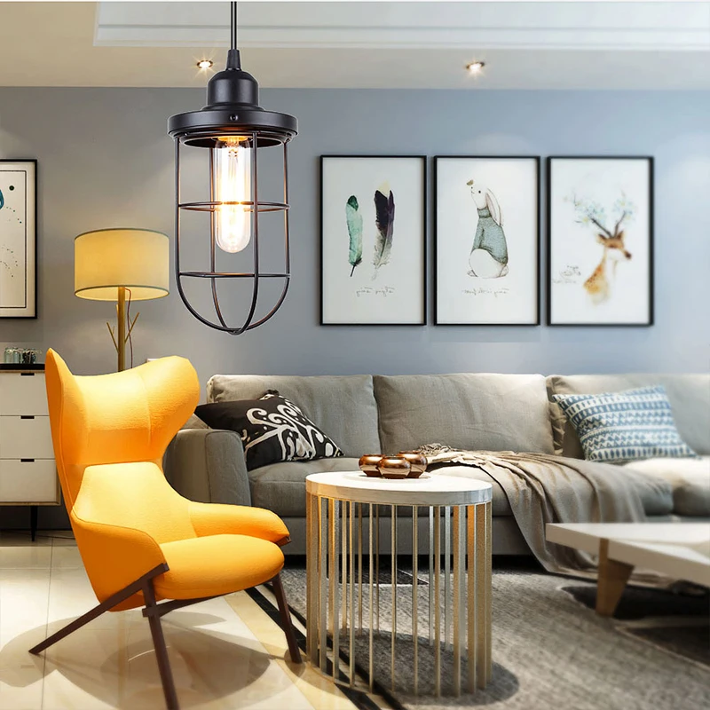 Lámpara colgante clásica de hierro para Loft, iluminación de estilo Industrial para el hogar, sala de estar, cama, habitación, accesorio de luz de suspensión, Base de lámparas E27
