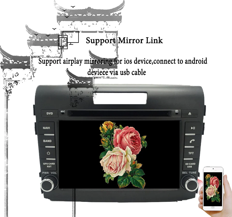 Автомобильный DVD плеер с радио Android 10.0HD 1024*600 для Honda CRV 2012 2013 2014 2018 3/4G WIFI GPS навигация