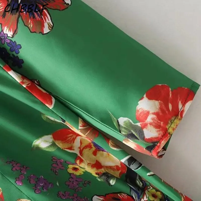 Элегантный цветочный принт асимметричное платье Длинные рукава Круглая