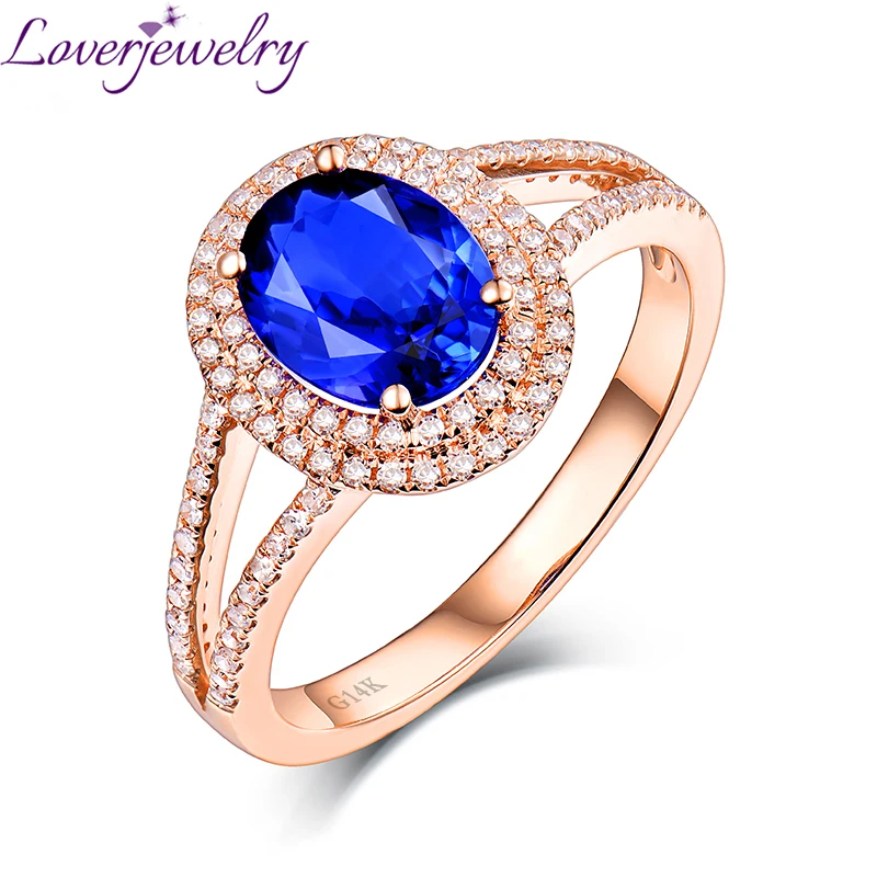 Женское кольцо LOVERJEWELRY из натурального танзанита очаровательное розового золота
