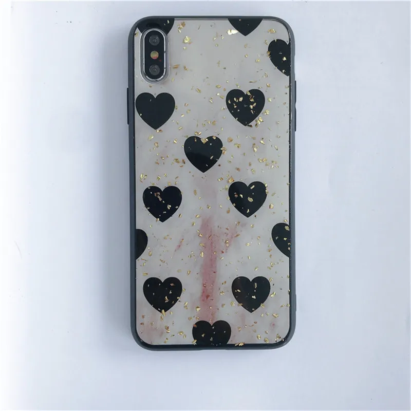 ROHDEA Cute Heart Glitter Case for iphoneXS max XR Love All-inclusive Cover iphone6 6plus 7 7plus 8 plus Black Side |