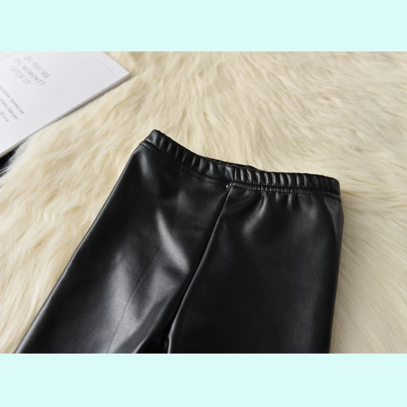 BibiCol/зимние леггинсы для девочек теплые штаны искусственная кожа полиуретан