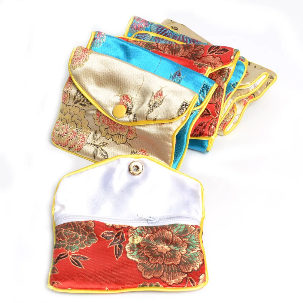 

12Pcs 8*6.5Cm Mixed Color Jewelry Packaging Silk Purse Coins Pouch Bag Christmas Wedding Party Gift Bags Pouches pochette cadeau