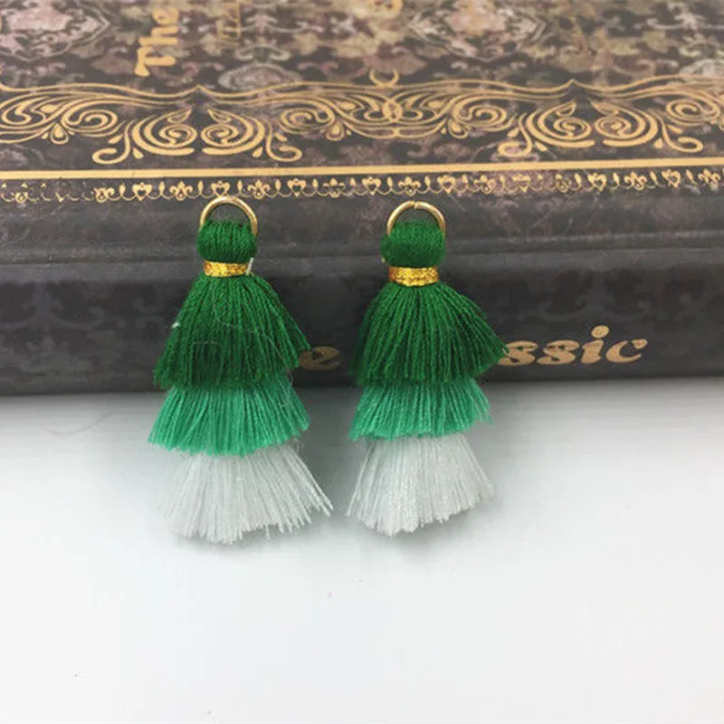 Grass green-4pcs DIY 4 шт 3 слоя хлопок кисточки подвеска «сделай сам» Ювелирные серьги 35 мм - Цвет: Grass green-4pcs