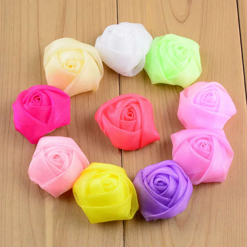 

120Pc/lot Mini 1.5" Multilayer Chiffon Rosettes,rose flowers for Girls Headband Hair Accessories,30 color have stock