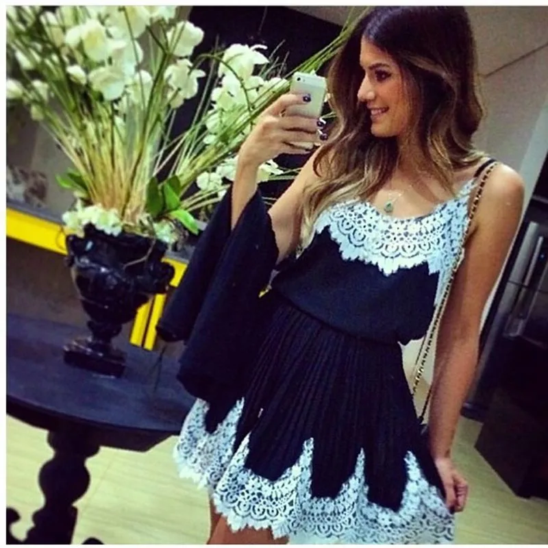 Feitong Women Sexy Casual Clothing Stitching Patchwork Harness White Lace Bandage Dress Base Cute Vestidos Free Shipping|dress wear|dress mermaiddresse |