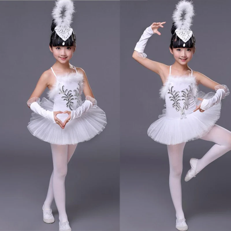 Новинка 2016 года Балетные костюмы с белым лебедем и озером для девочек Детские